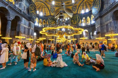 İSTANBUL, TURKEY 2023, Ağustos 03: İstanbul 'daki Ayasofya Camii' nin güzel manzarası
