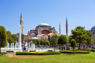 Ayasofya 'nın dış manzarası, Aya Sofya, İstanbul Sultanahmet Parkı' ndaki cami, Türkiye