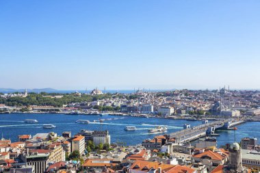 Beyoğlu 'ndaki ünlü Galata Kulesi' nden İstanbul 'un hava manzarası