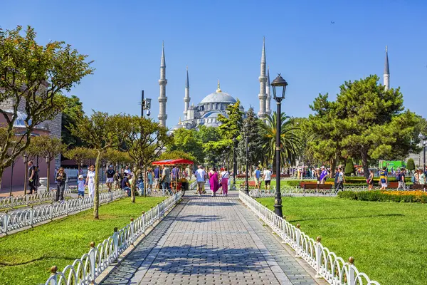 Istanbul Türkei 2023 August Schöne Außenansicht Der Blauen Moschee Sultanahmet — Stockfoto