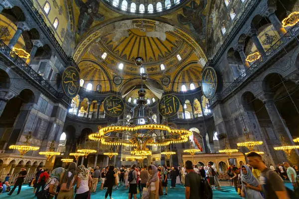 Istanbul Turkey 2023 Augusztus Gyönyörű Kilátás Hagia Sophia Mecset Belsejében — Stock Fotó