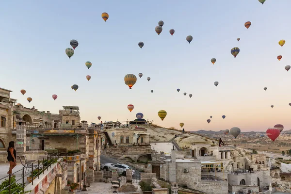 Cavusin Turkey 2023 August Balloon Flight Great Tourist Attraction Cappadocia — Stock Photo, Image