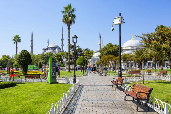 Schöne Ansicht Der Außenseite Der Blauen Moschee Istanbul Vom Sultanahmet — Stockfoto