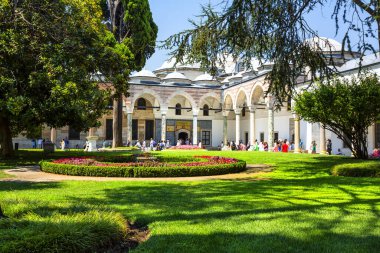 İstanbul, Türkiye 'deki ünlü Topkapı Sarayı' nın güzel manzarası
