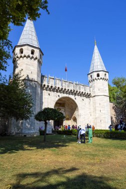 İstanbul, Türkiye 'deki ünlü Topkapı Sarayı' nın güzel manzarası