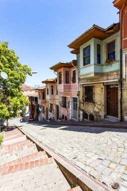 İSTANBUL, TURKEY 2023, Ağustos 04: İstanbul 'un en tarihi bölgelerinden biri, renk ve yaşam dolu