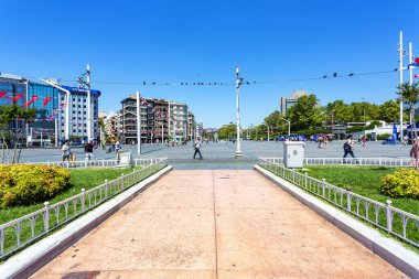 İstanbul, Türkiye 'deki Taksim Meydanı, Atatürk heykeliyle Taksim Meydan' ın güzel manzarası