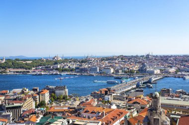 Beyoğlu 'ndaki ünlü Galata Kulesi' nden İstanbul 'un hava manzarası