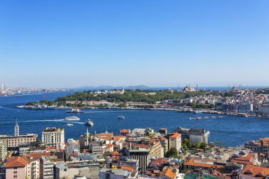 Beyoğlu 'ndaki ünlü Galata Kulesi' nden İstanbul 'un hava manzarası