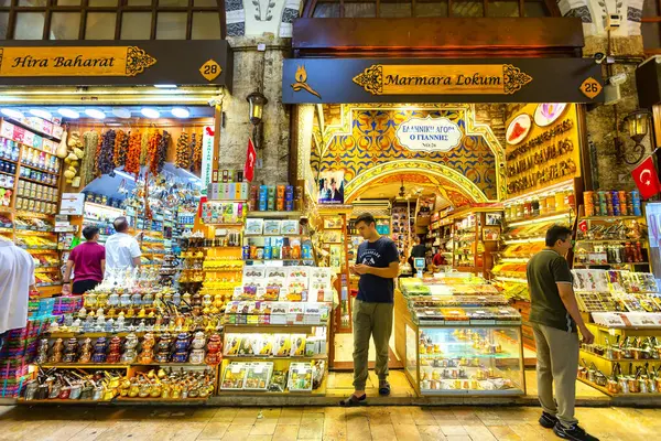 Istanbul Turkey 2023 Sierpnia Kolory Wibracje Bazarze Spice Bazaar Stambule — Zdjęcie stockowe