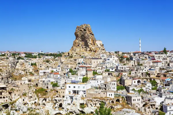 Beautiful View Ortahisar Its Rock Castle One Highest Points Cappadocia — Stock Photo, Image