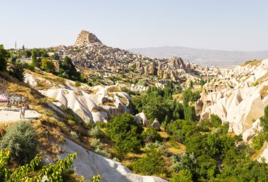 GOREME, TURKYE 2023, August 07: Beautiful view of Uchisar and Goreme National Park in Cappadocia, Turkey clipart