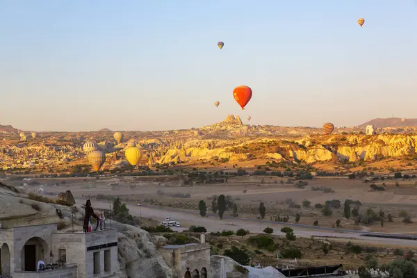 Cavusin Turquia 2023 Agosto Voo Balão Grande Atração Turística Capadócia Fotos De Bancos De Imagens