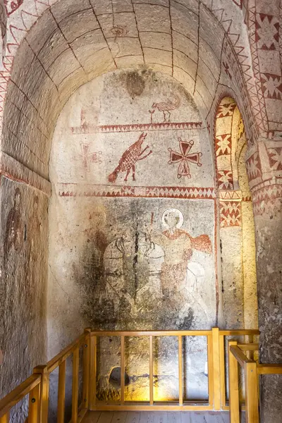 Stock image GOREME, TURKEY 2023, August 08: Interior of old christian cave church in Goreme open air museum