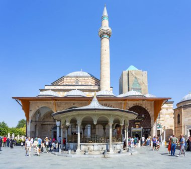 KONYA, TURKEY 2023 August 09: The Mevlana Museum in Konya. Mevlana was the founder of the whirling dervish community clipart