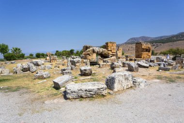 Hierapolis 'in güzel manzarası, Türkiye' de arkeolojik alan