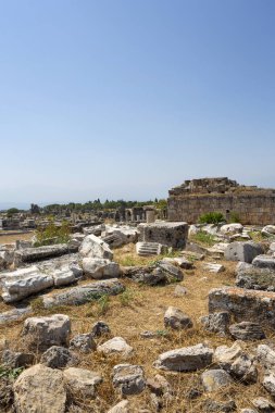Hierapolis 'in güzel manzarası, Türkiye' de arkeolojik alan