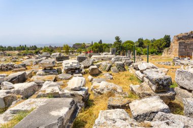 Hierapolis 'in güzel manzarası, Türkiye' de arkeolojik alan
