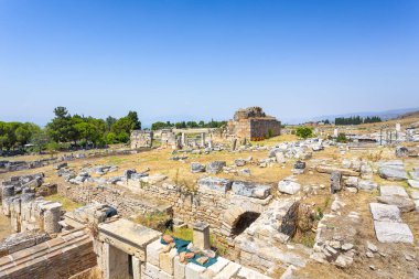 Hierapolis 'in güzel manzarası, Türkiye' de arkeolojik alan