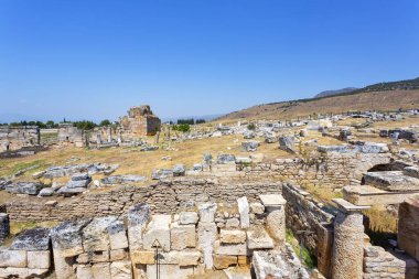 Hierapolis 'in güzel manzarası, Türkiye' de arkeolojik alan
