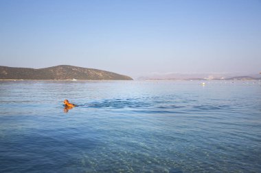 Şafak vakti Türkiye 'de Bodrum Denizi' nin güzel manzarası