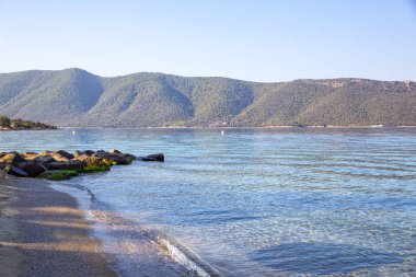 Şafak vakti Türkiye 'de Bodrum Denizi' nin güzel manzarası