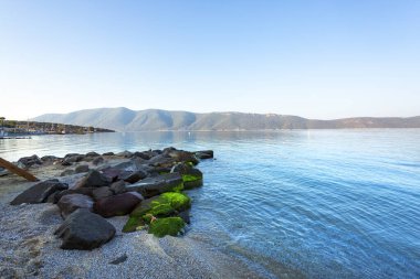 Şafak vakti Türkiye 'de Bodrum Denizi' nin güzel manzarası