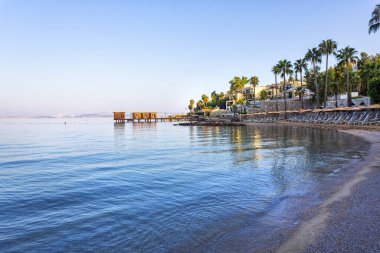 Şafak vakti Türkiye 'de Bodrum Denizi' nin güzel manzarası