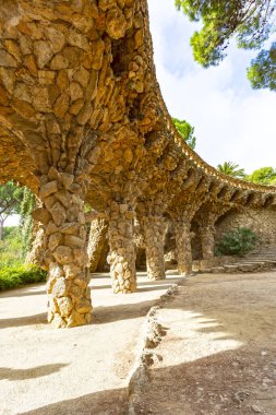 Barcelona, İspanya 'da Park Guell. Meşhur seyahat yeri