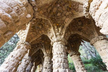 Barcelona, İspanya 'da Park Guell. Meşhur seyahat yeri