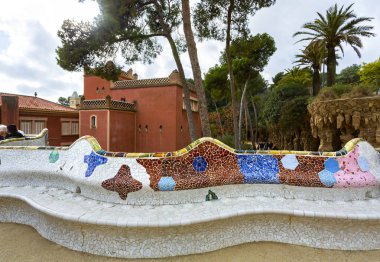 Barcelona, İspanya 'da Park Guell. Meşhur seyahat yeri