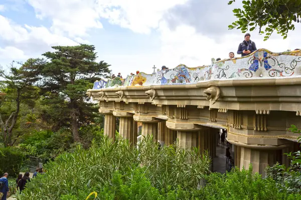 Barcelona, İspanya - 4 Ocak 2024: Park Guell, İspanya. Meşhur seyahat yeri