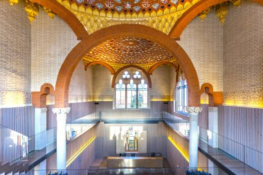 Santa Creu de Sant Pau Hastanesi 'nin güzel manzarası, Barcelona' daki Modernist muhafaza de San Pau
