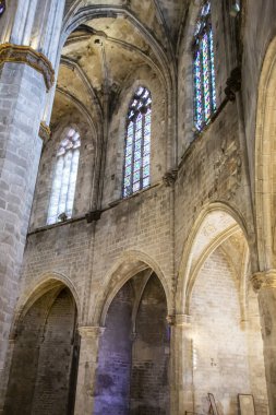 BARCELONA, İspanya - 5 Ocak 2024: Barcelona. Katalonya. İspanya. Santa Maria del Mar Kilisesi, Denizlerin Aziz Mary 'si