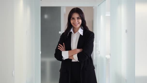 Mulher Confiante Inteligente Perfeita Para Vários Conceitos Negócios Como Liderança — Vídeo de Stock