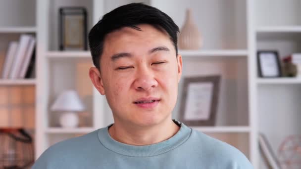 Retrato Cerca Asiático Profesional Oficina Coreano Hombre Negocios Centran Rostro — Vídeos de Stock