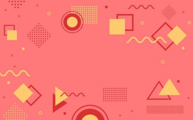 Parlak elementlerin bileşimiyle soyut geometrik arkaplan. Memphis element örnekleme şablonu. Dergi, broşür, ilan panosu, satış, afiş, broşür, geçmiş.