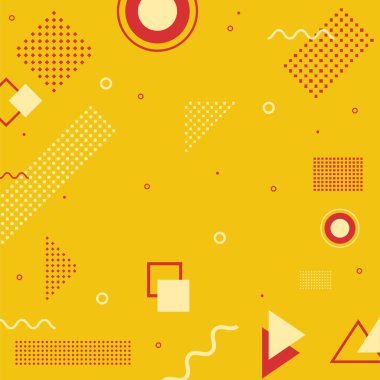 Parlak elementlerin bileşimiyle soyut geometrik arkaplan. Memphis element örnekleme şablonu. Dergi, broşür, ilan panosu, satış, afiş, broşür, geçmiş.