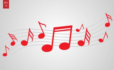 Müzik notaları illüstrasyon. Pankart, el ilanı, şablon, arkaplan, dergi, dijital için melodi sembolü vektör arkaplanı.