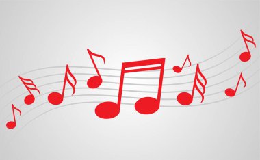 Müzik notaları illüstrasyon. Pankart, el ilanı, şablon, arkaplan, dergi, dijital için melodi sembolü vektör arkaplanı.