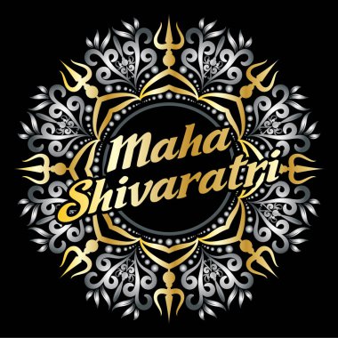 Dini Maha Shivratri festivali kutlama tasarımı. Trisula element vektör arkaplanı.