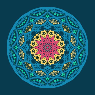 Renkli mandala element vektörü. Çiçek süsü geçmişi. Dekorasyon için dinamik çizgi, İslami, Arapça. Eps 10 veteriner