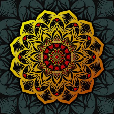 Renkli mandala element vektörü. Çiçek süsü geçmişi. Dekorasyon için dinamik çizgi, İslami, Arapça. Eps 10 veteriner