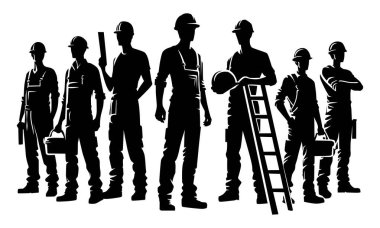 Miğferi olan bir inşaat işçisinin silueti, inşaat, işçilik ve endüstri temalı tasarımlar için ideal..