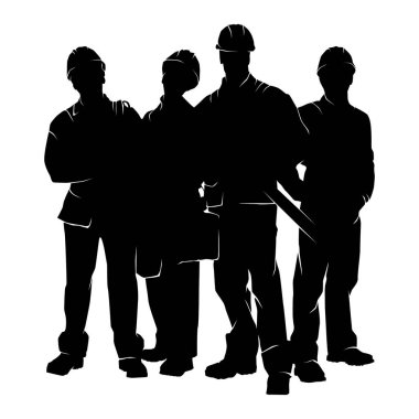 Miğferi olan bir inşaat işçisinin silueti, inşaat, işçilik ve endüstri temalı tasarımlar için ideal..