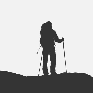 Yürüyüş siluetiyle ilgili yüksek detaylar. Minimum spor sembolü ve logosu. Öge tasarımı, arkaplan, pankart, arkaplan, kapak, logotip için uygun.