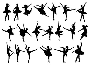 High details of ballerina silhouette. Minimal symbol and logo of sport. clipart