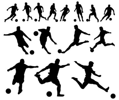 Futbolcu siluetinin yüksek detayları. Sporun en küçük sembolü ve logosu.