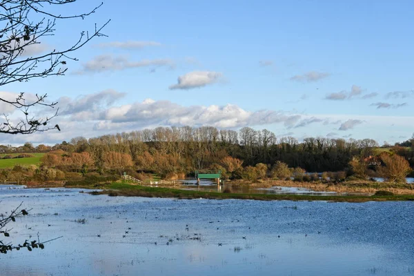 Zalewana Rzeka Cuckmere Alfriston Listopadzie 2022 — Zdjęcie stockowe