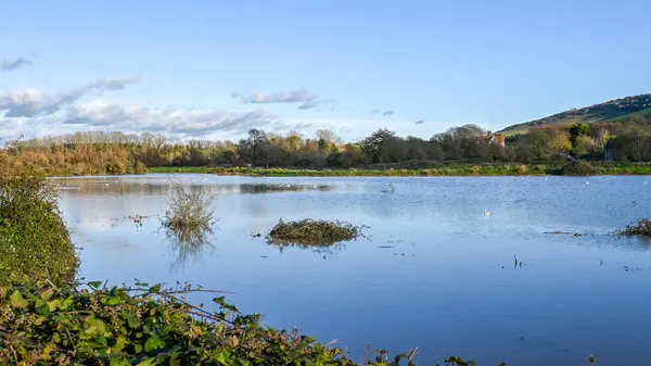 2022年11月阿尔弗里斯顿被淹的Cuckmere河 — 图库照片